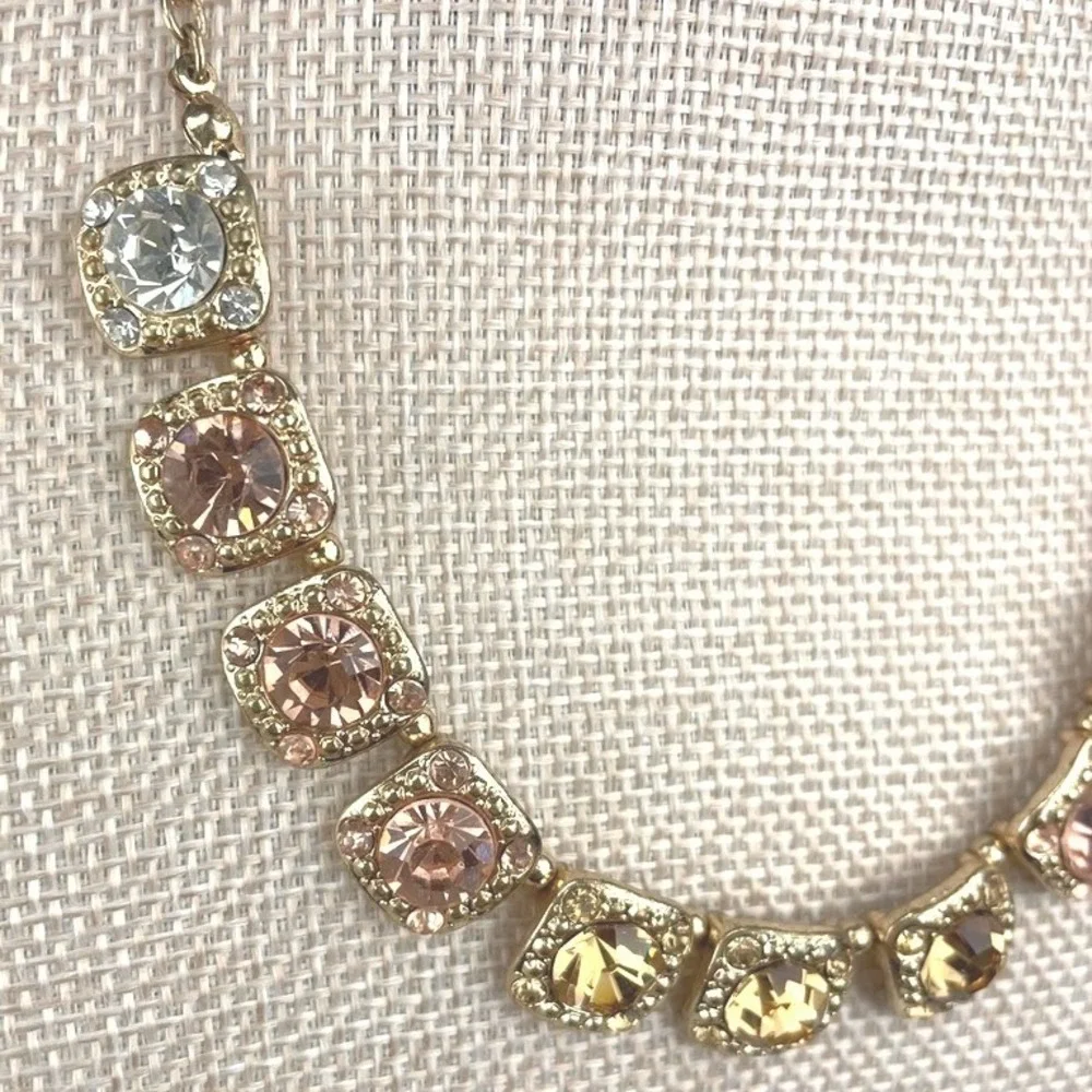 Crystal Pastel Statement Gold Tone Necklace Bling Statement Fairy Romantic